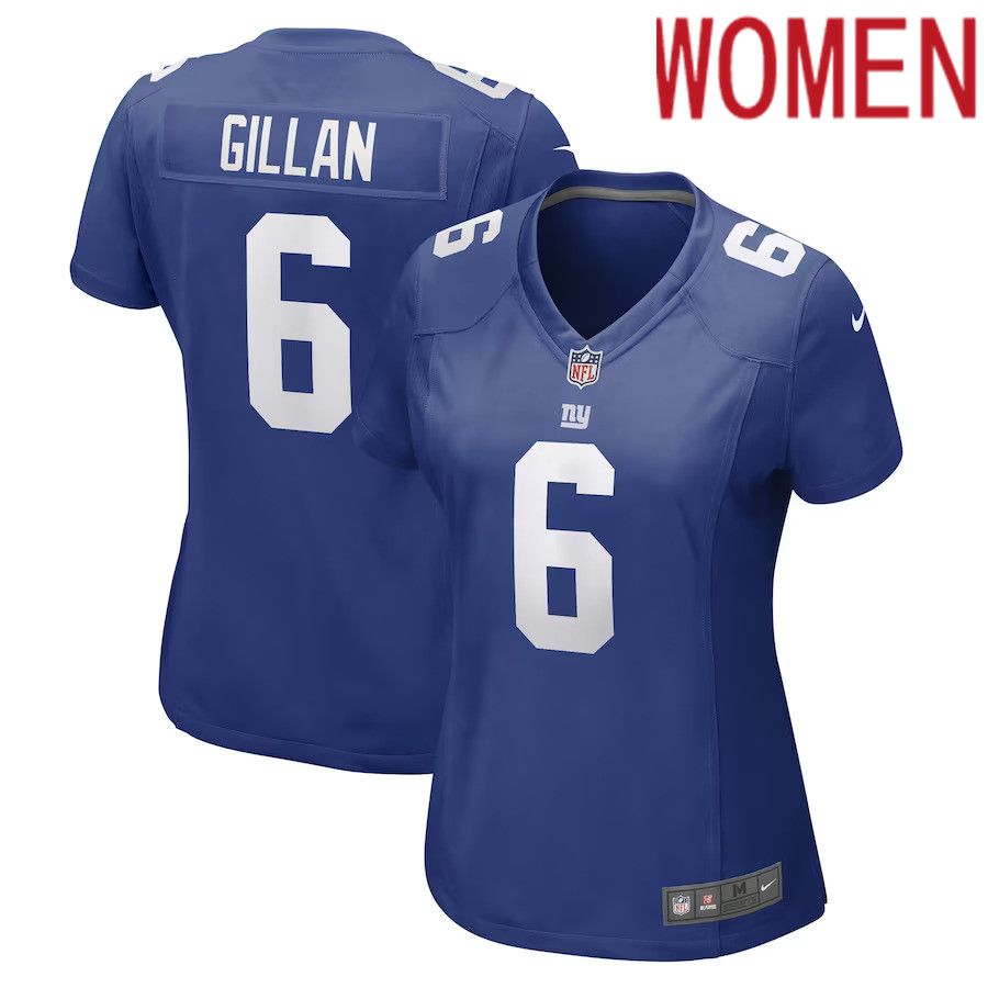 Women New York Giants #6 Jamie Gillan Nike Royal Game Player NFL Jersey->women nfl jersey->Women Jersey